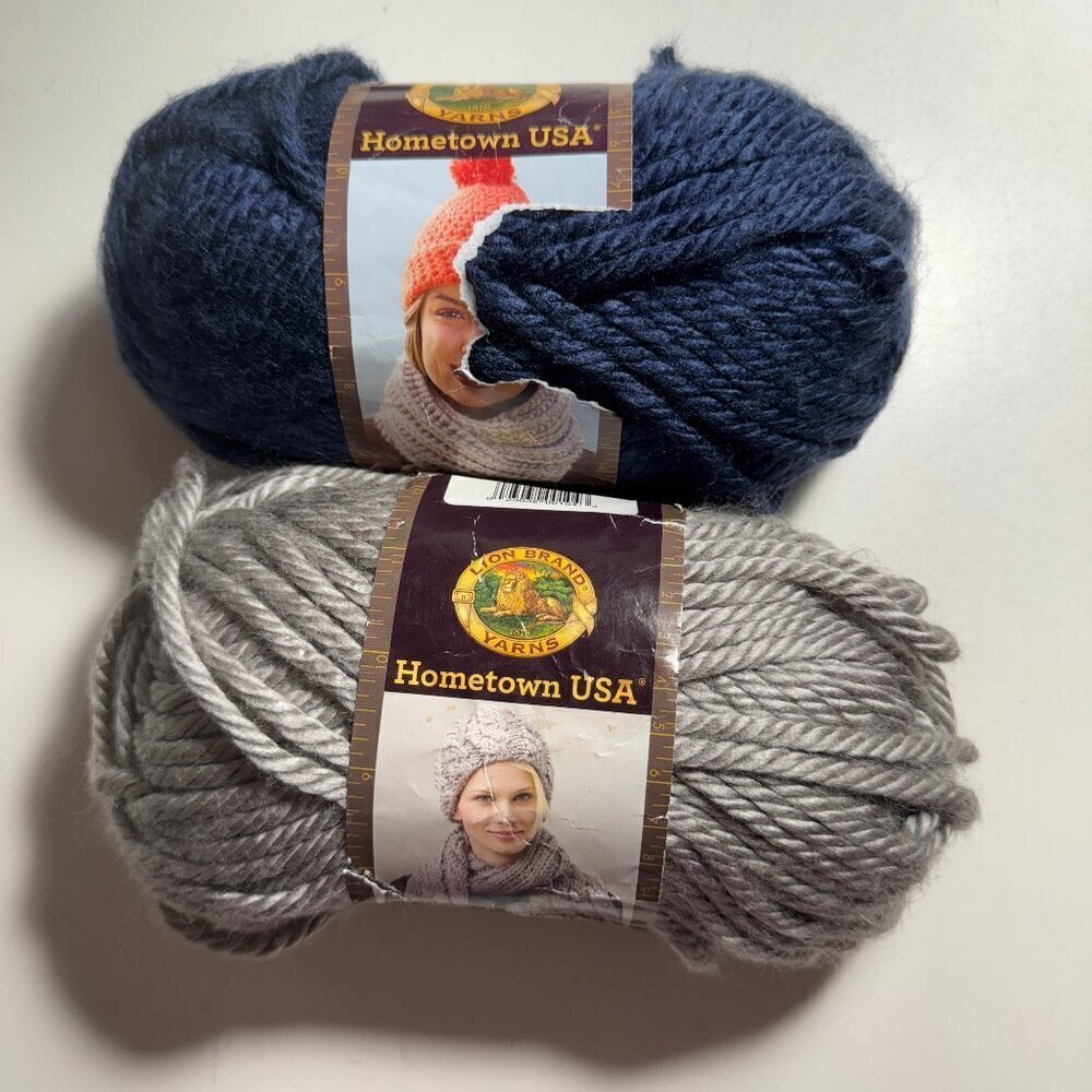 🛒 $8 Lion Brand Yarn Hometown Yarn Super-Bulky Bundle Knitting Crocheting  #348
